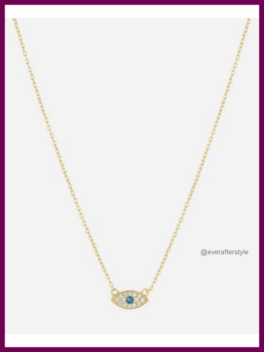 18K Gold Plated Evil Eye Pendant Necklace with White CZ & London Blue Nanogem,